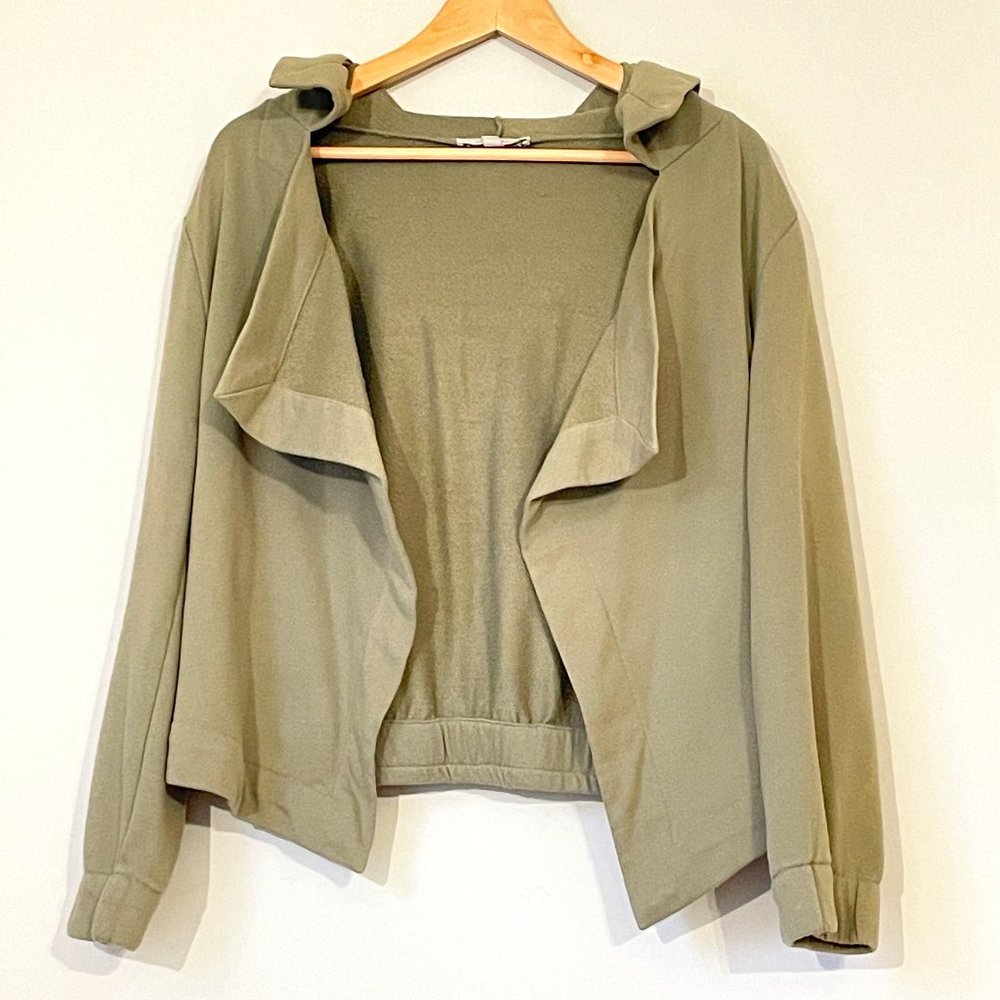 Grey & Gray, Sz Lg, Olive Green, Hooded Cardigan Sweatshirt